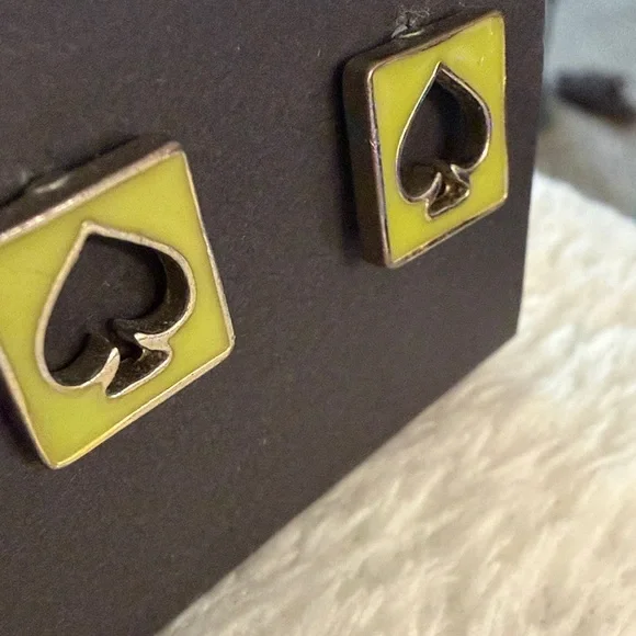 Kate Spade Olive Enamel Spade Punchout Earrings - Picture 3 of 3